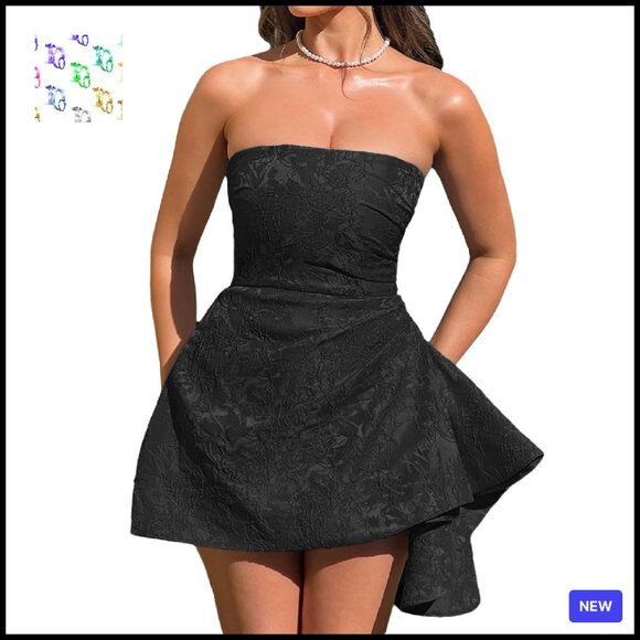 Satin Tube Dress Elegant Off-Shoulder Mini Prom Cocktail Evening Gown